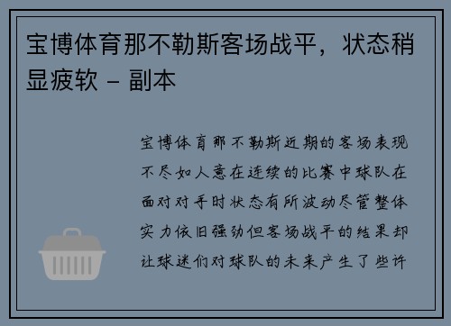 宝博体育那不勒斯客场战平，状态稍显疲软 - 副本